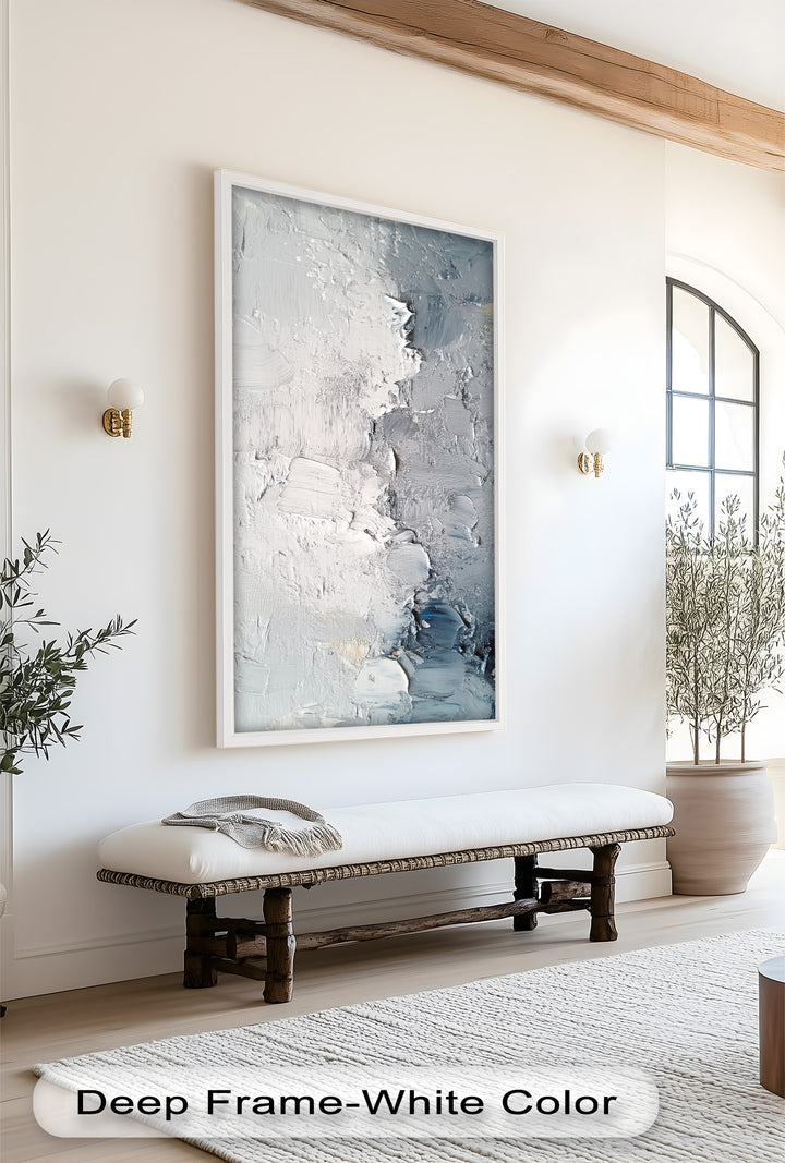 Iced Tides – Monochromes abstraktes Ölgemälde