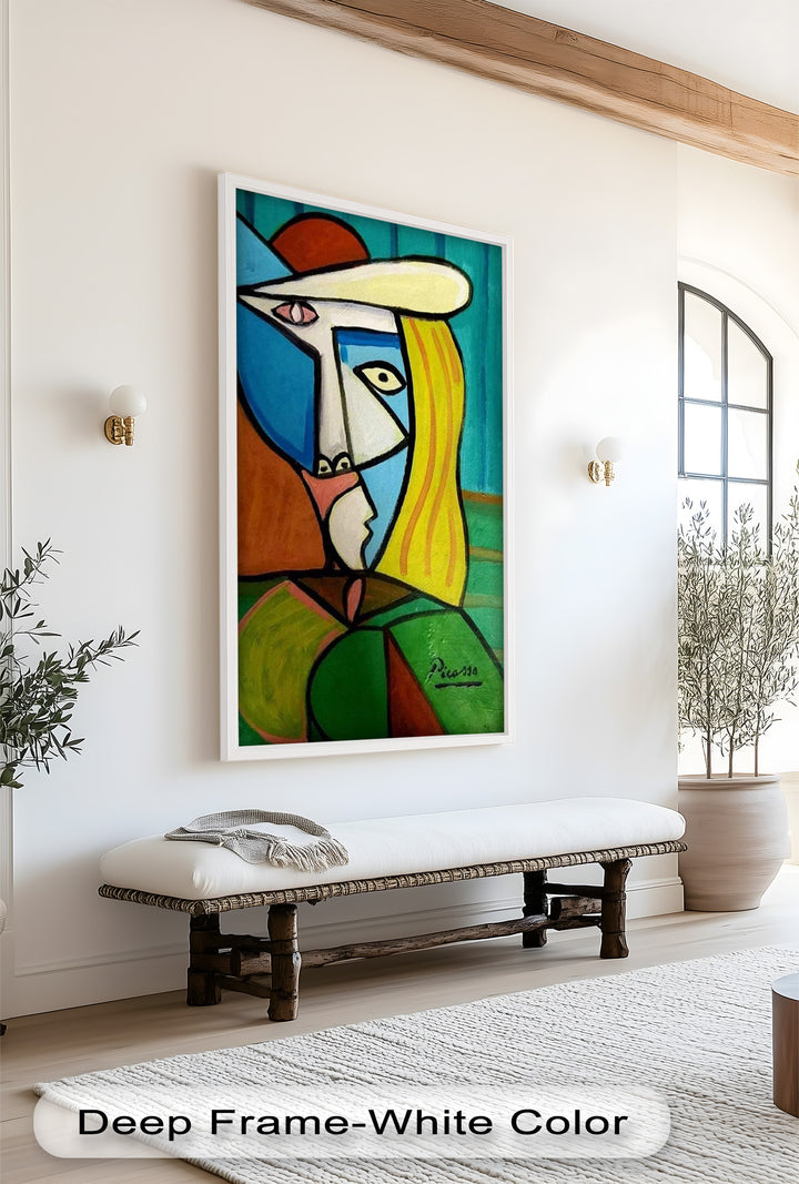 Golden Gaze – Cubist Woman in Hat Picasso Oil Painting