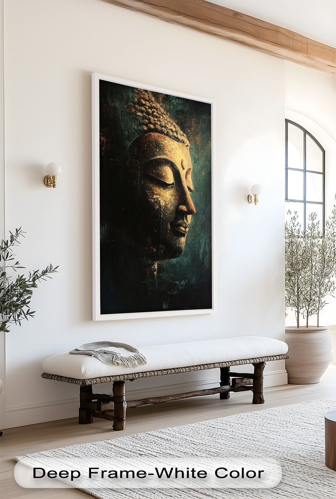 Ruhiges Buddha-Gesicht als Wandkunst – Religiöses Ölgemälde