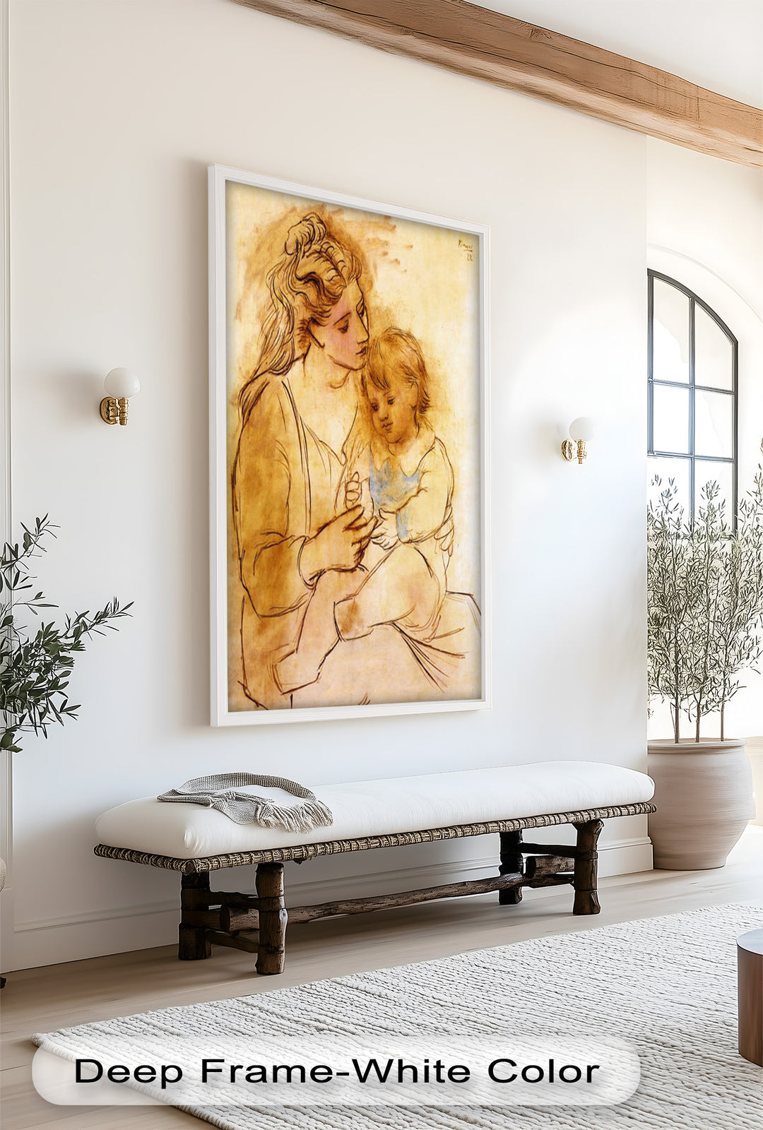 Zarte Linien – Mutter und Kind Zeichnung von Picasso Ölgemälde