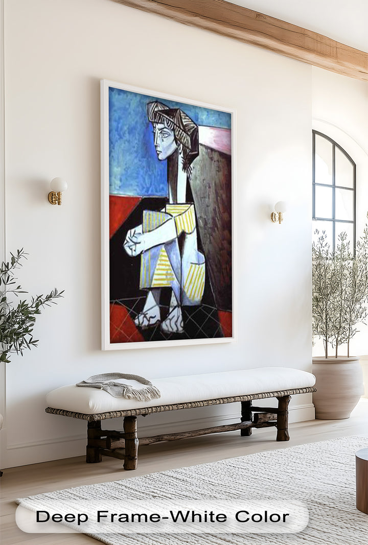 Seated in Reflection – Picasso Style Abstract Oil Painting