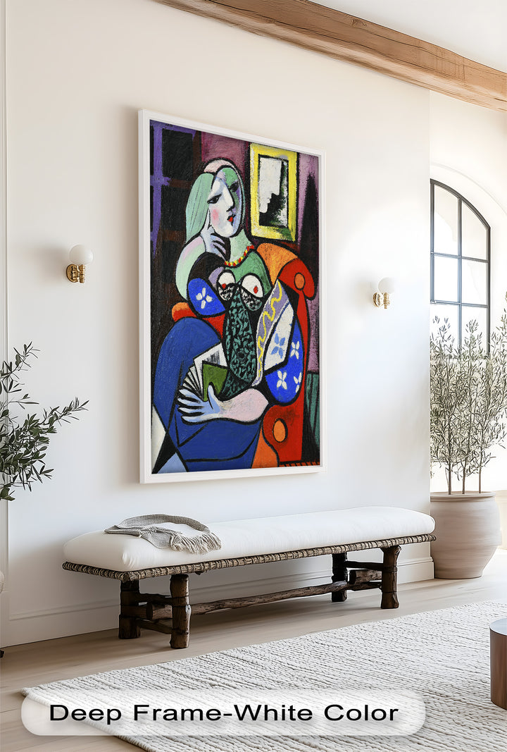 Abstract Woman Reading on Red Armchair - Picasso Oil Painting