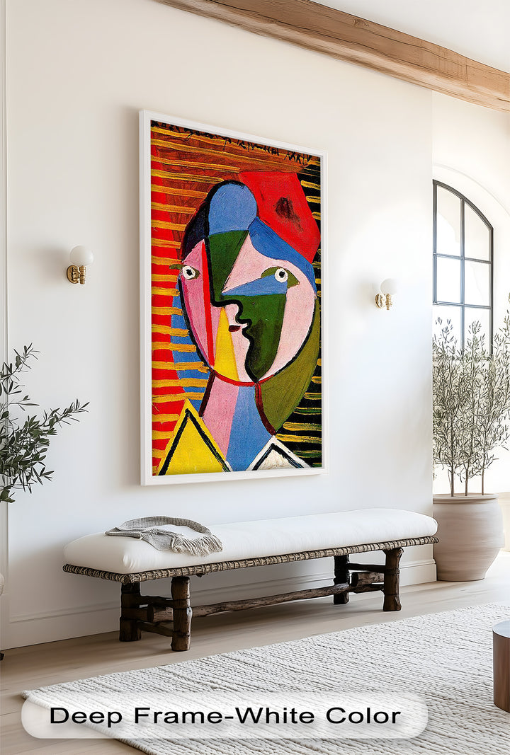 Vibrant Abstract Face – Cubist Oil Painting