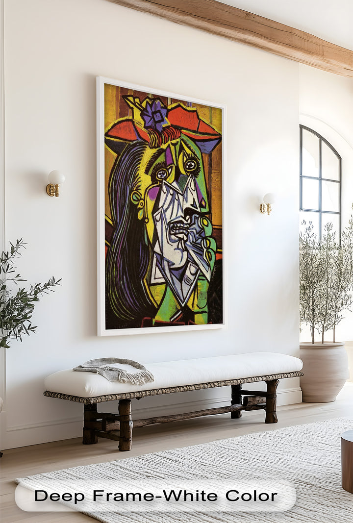 Woman Weeping in Red Hat – Emotional Cubist Expression Picasso Oil Painting