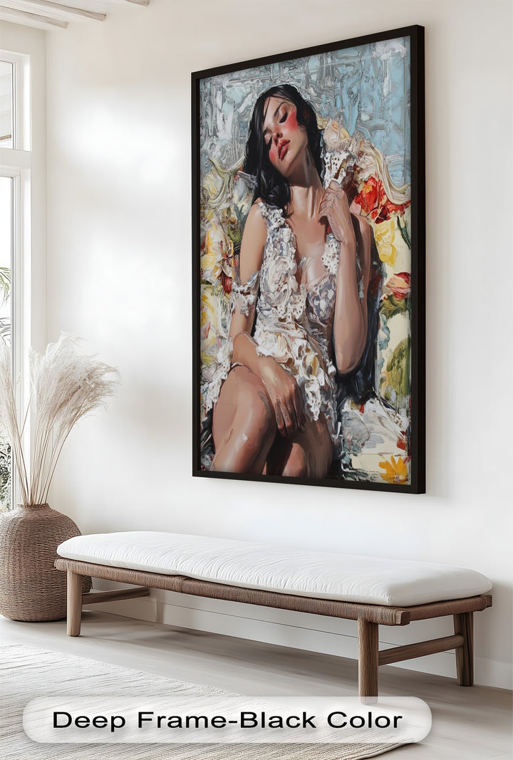 Reverie in Bloom – Zeitgenössische romantische figurative Ölmalerei