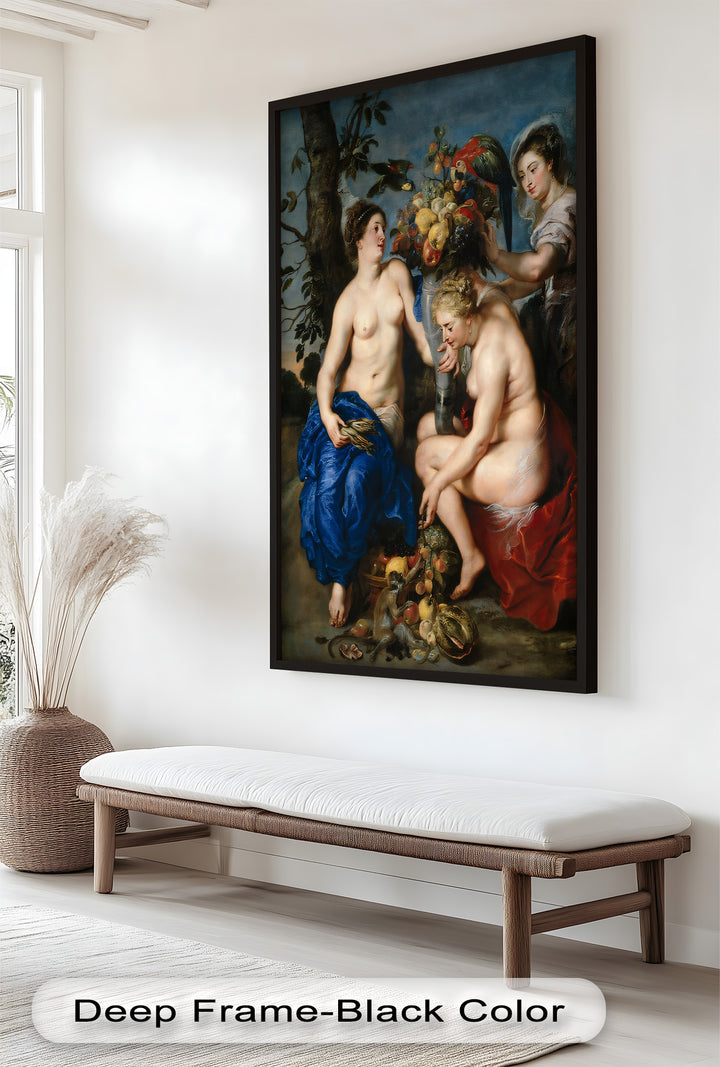 Bountiful Companions – Renaissance Oil Painting of Fruit and Femininity
