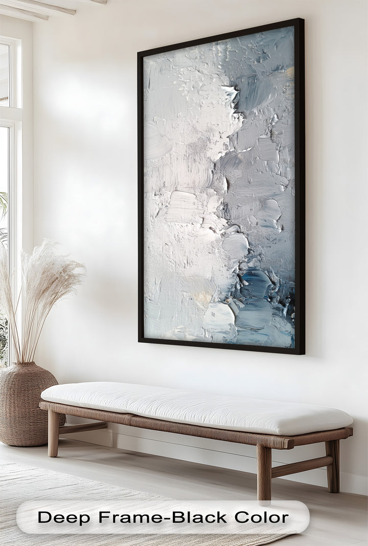 Iced Tides – Monochromes abstraktes Ölgemälde