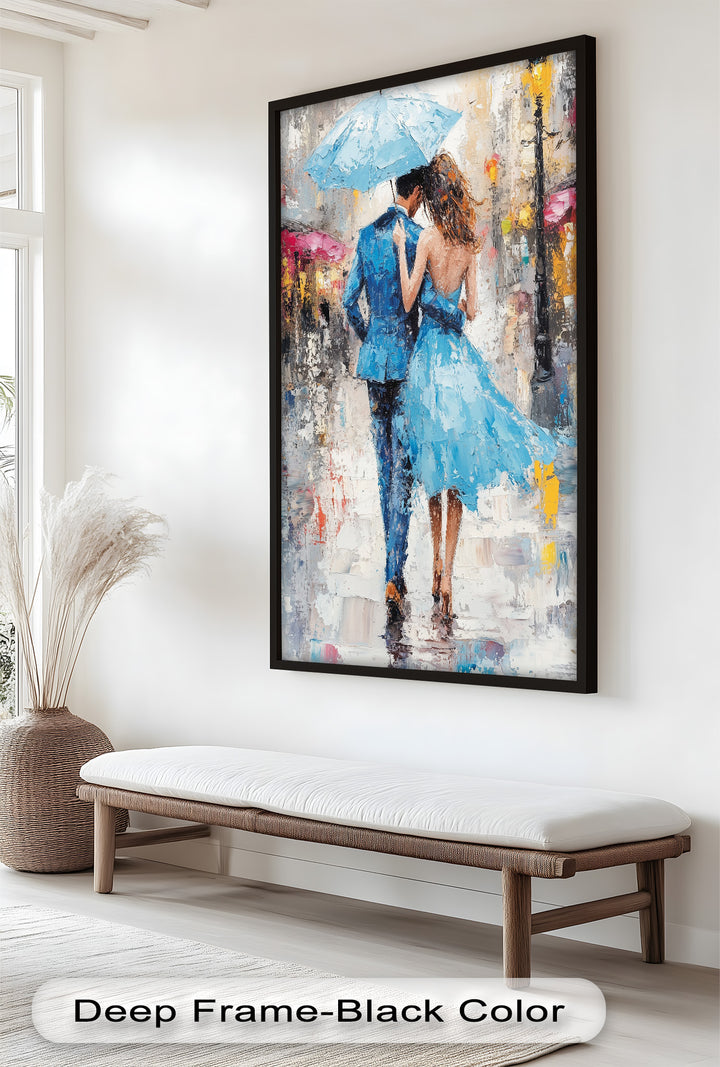 Forever in the Rain – Romantic Couple Love Oil Painting