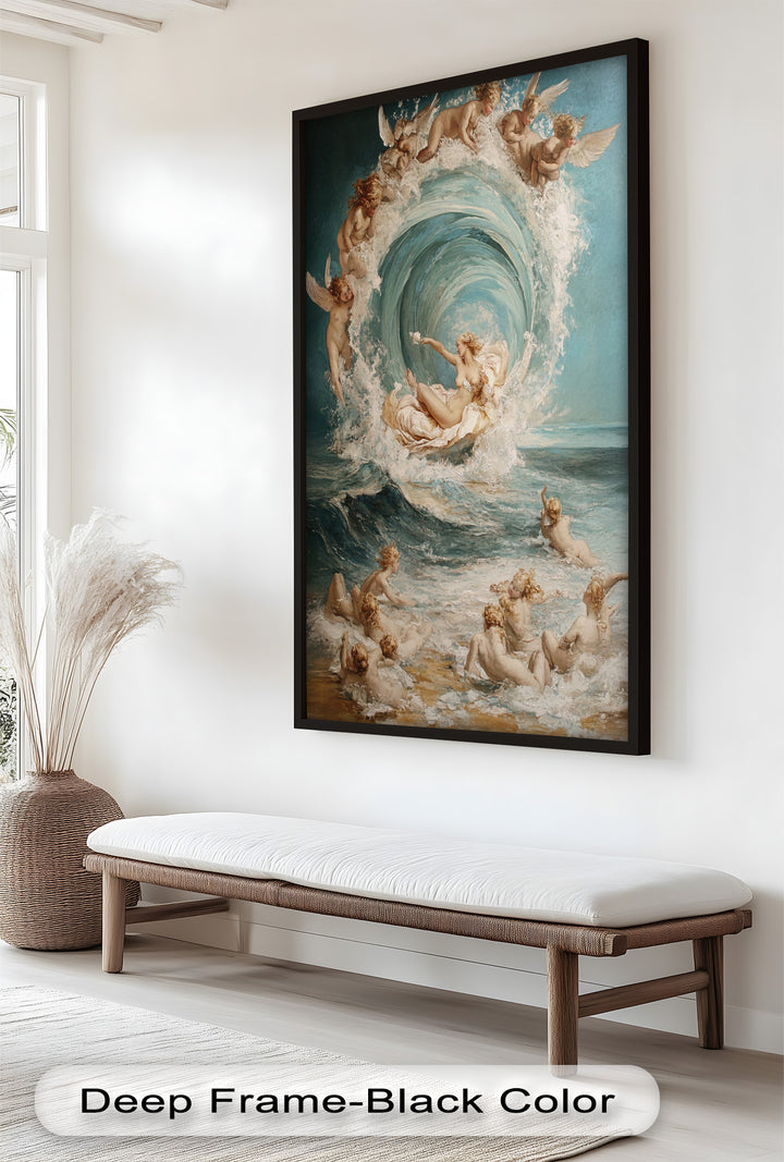 The Birth of Beauty – Mythic Seafoam and Cherubs Nude Oil Painting