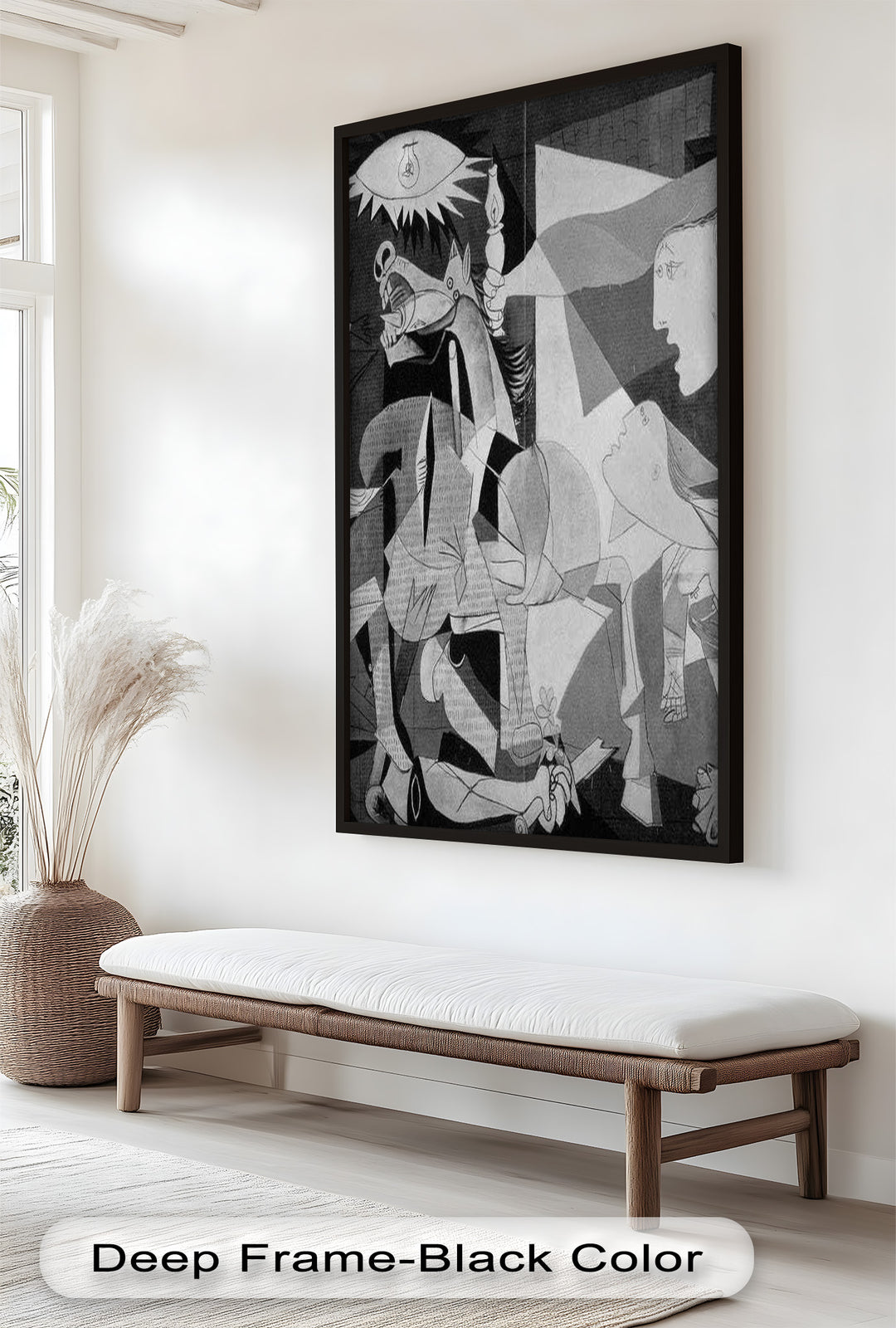 Echoes of War – Black & White Cubist Masterpiece Oil Painting