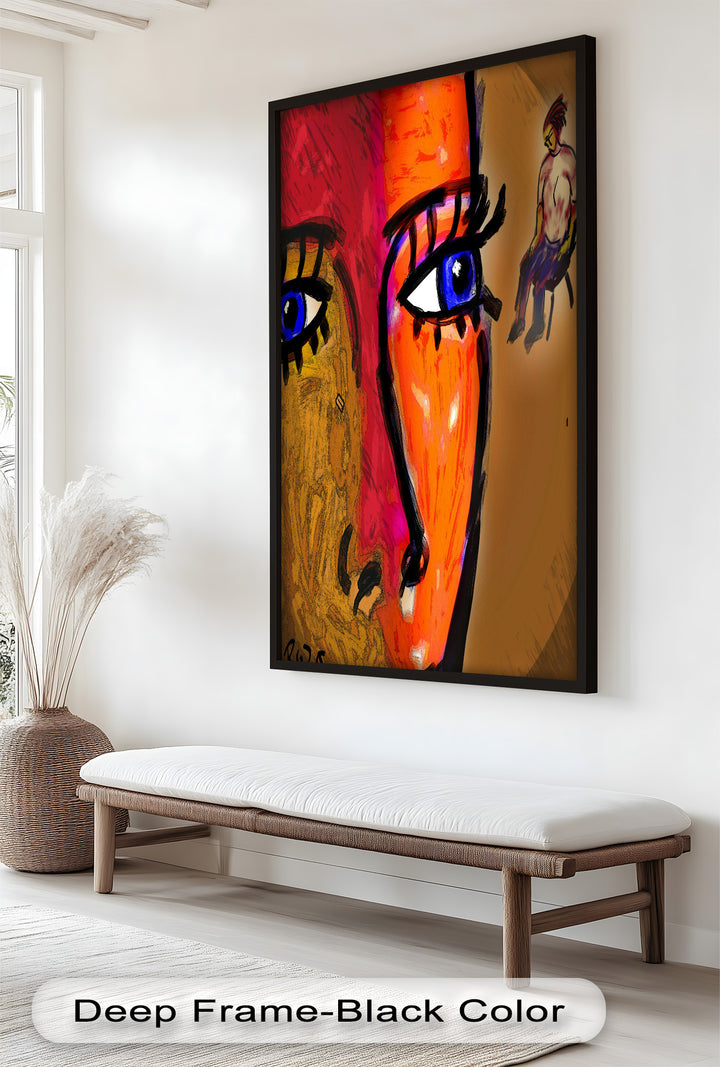 Gaze of Fire – Abstract Portrait with Distant Figure Picasso Oil Painting