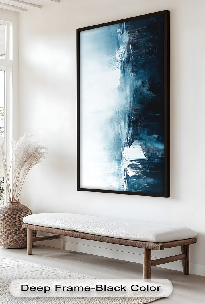 Midnight Fjord – Deep Blue Abstract Oil Painting