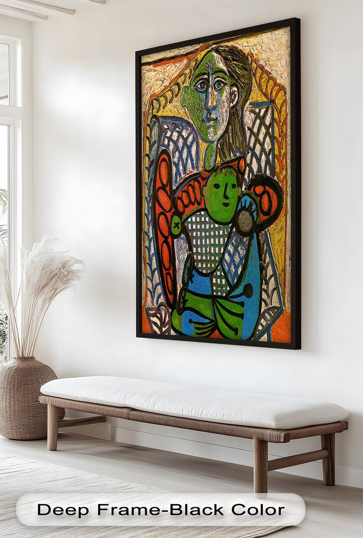 Green Embrace – Mother and Child Picasso Oil Painting