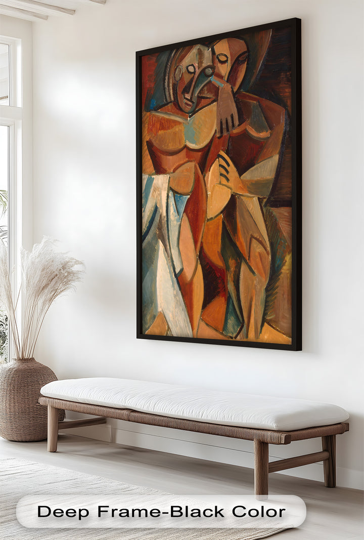 Abstract Embrace in Earth Tones - Picasso Oil Painting