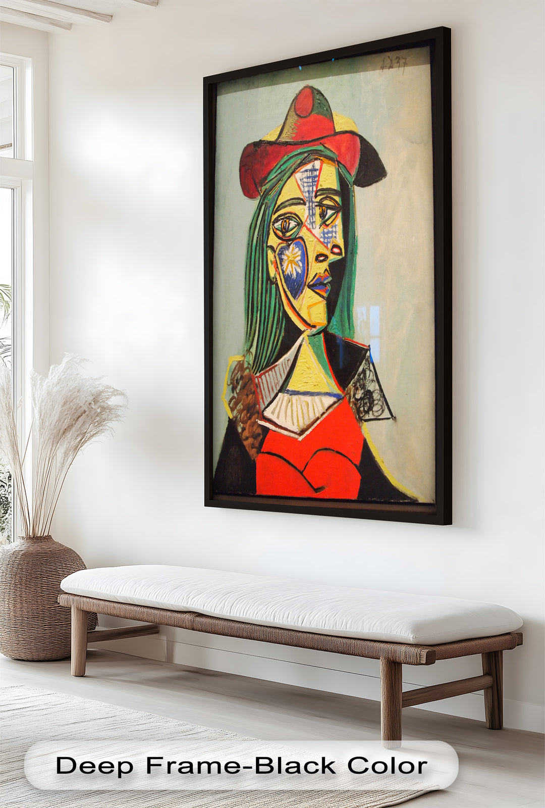 Solar Veil – Cubist Portrait of a Woman in Red Hat Oil Painting