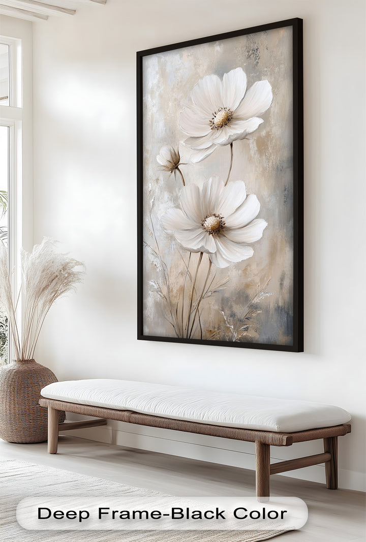 Soft Ivory Florals in Warm Neutrals - Flower Oil Painting