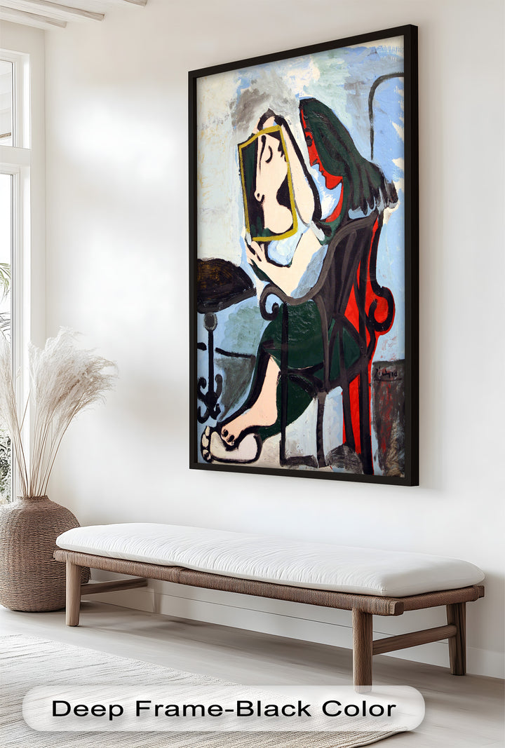 Woman with Mirror – Abstract Reflection Picasso Oil Painting