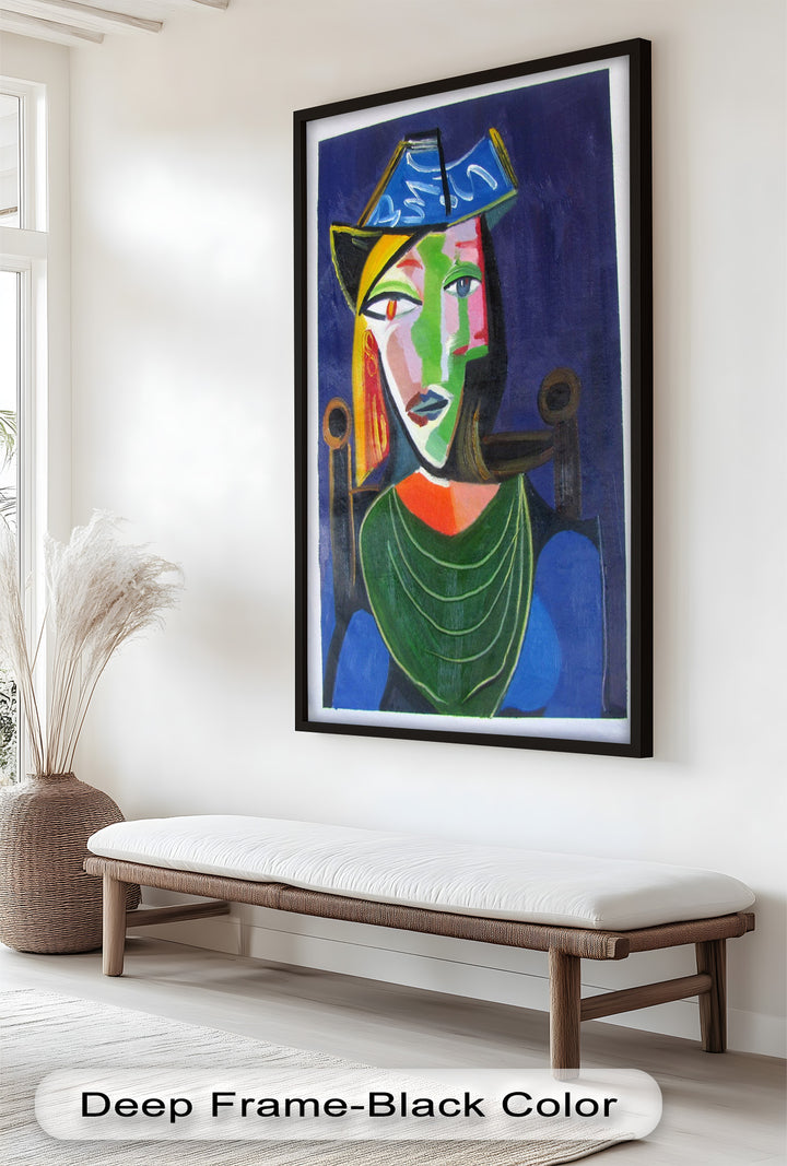 Jade and Indigo Muse – Abstract Woman Picasso Oil Painting