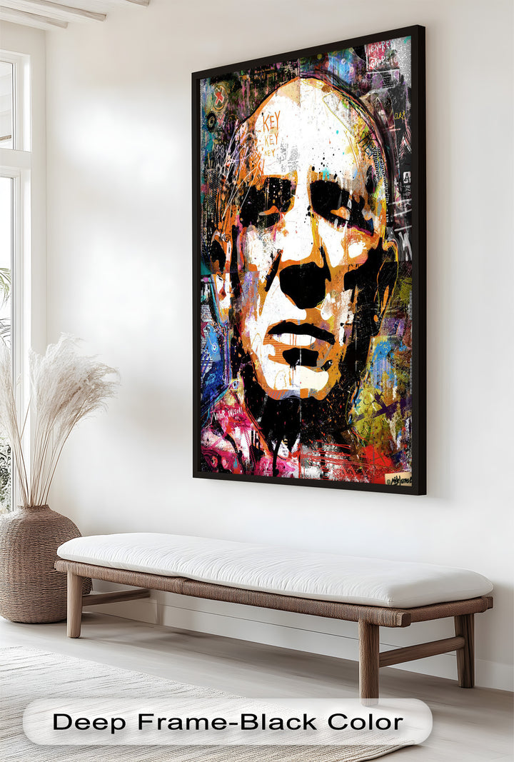 Graffiti Face Portrait Wall Art – Urban Abstract Oil Painting