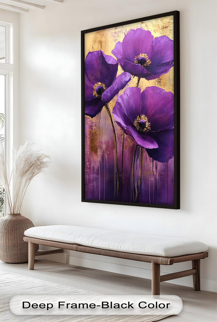 Purple Florals with Gold Accents - Flower Oil Painting