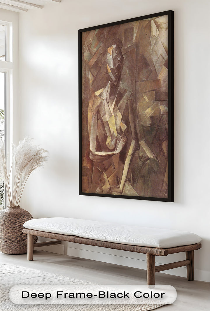 Geometric Nude Study Wall Art – Cubist Oil Painting