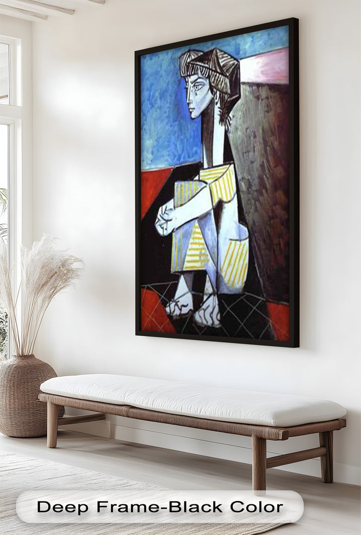 Seated in Reflection – Picasso Style Abstract Oil Painting