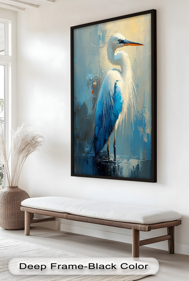 Modern Blue Heron - Animal Oil Painting