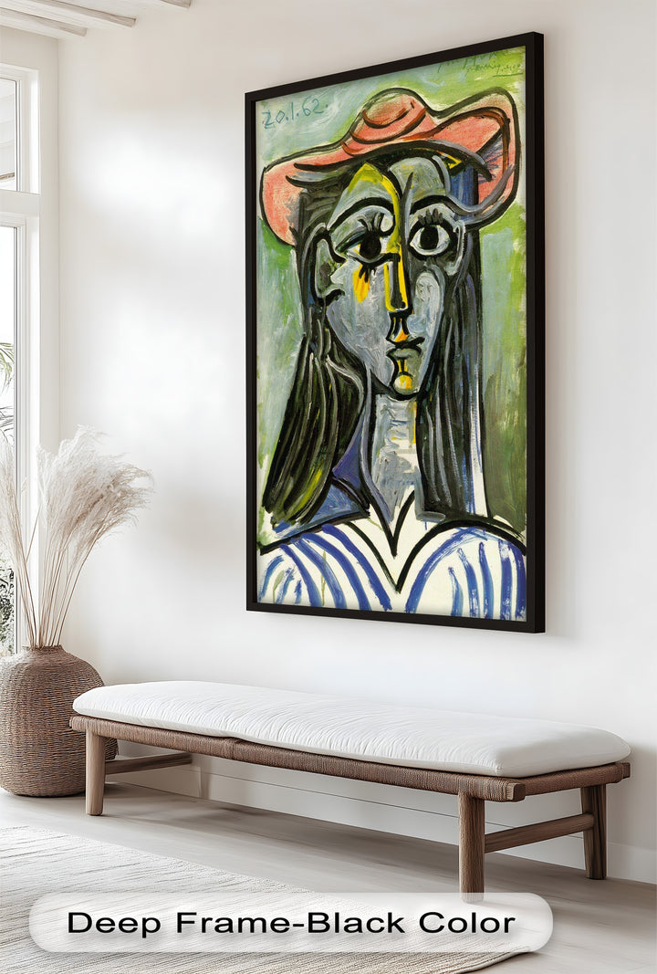 Woman in Rose Hat – Expressive Cubist Portrait Picasso Oil Painting