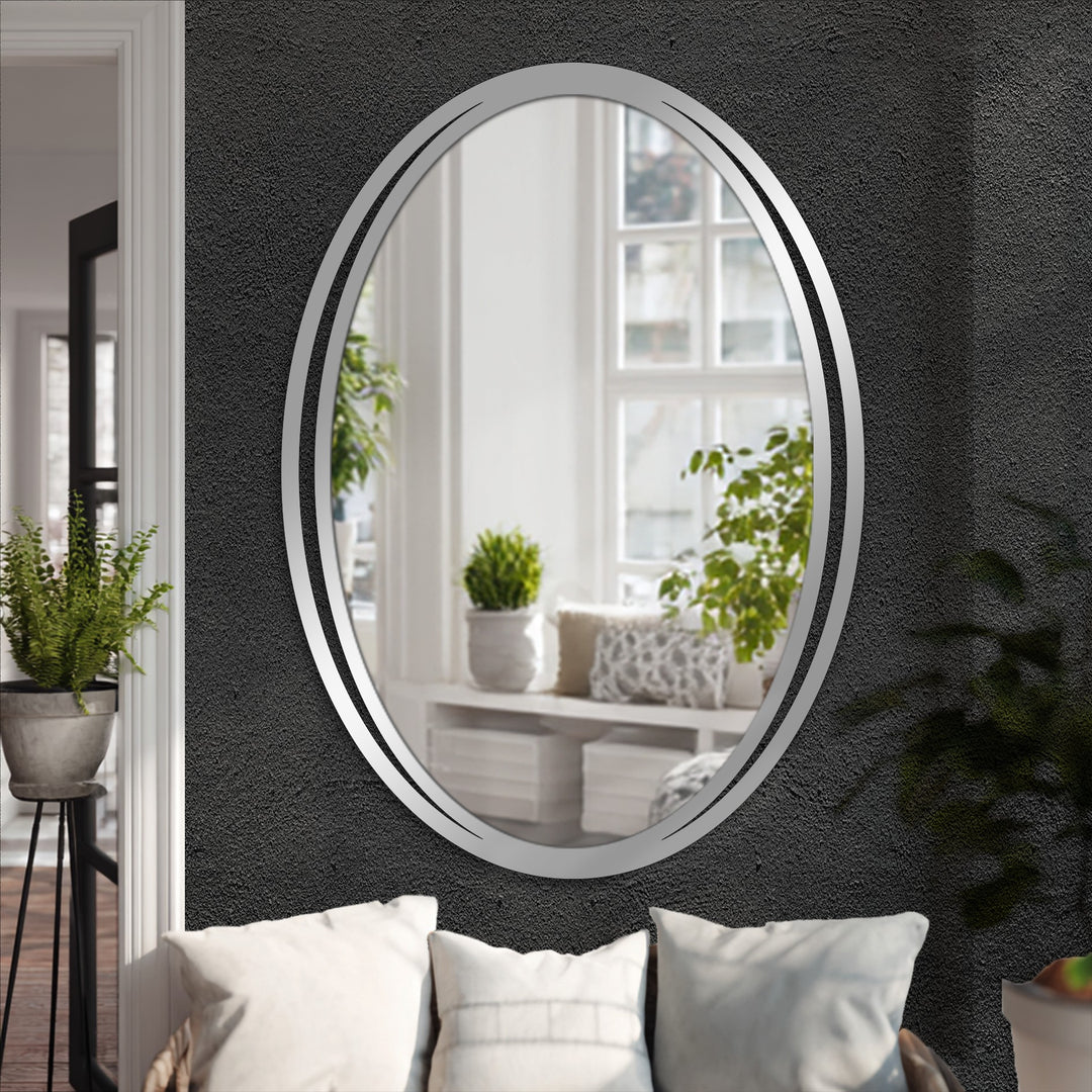 Modern hallway oval mirror