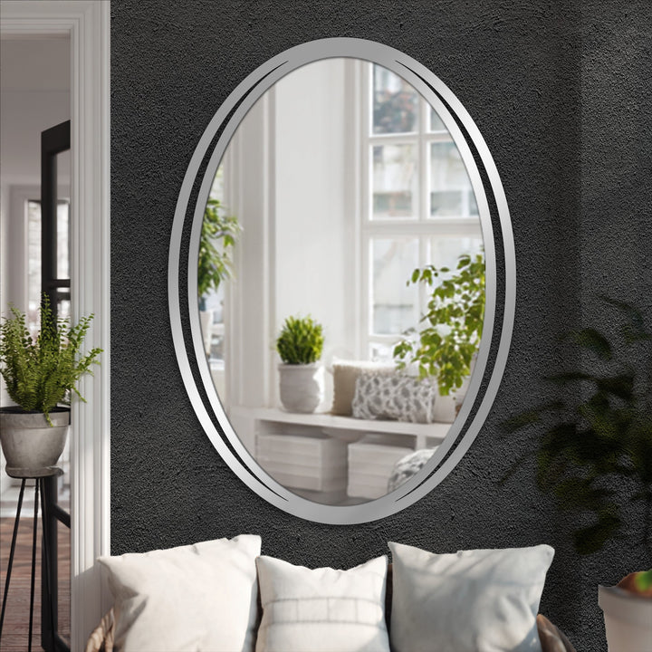 Modern hallway oval mirror