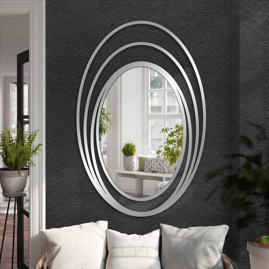 Modern layered concentric oval mirror