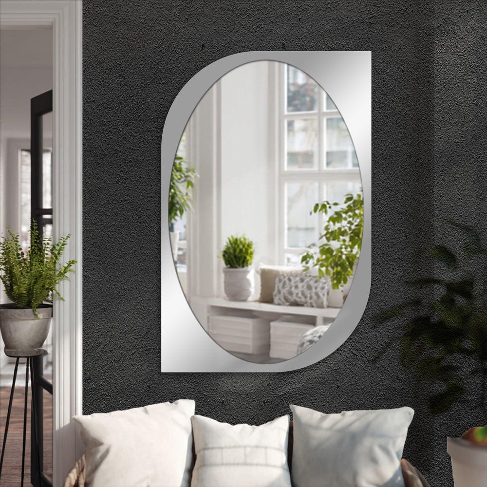 Minimalist curved rectangle wall mirror