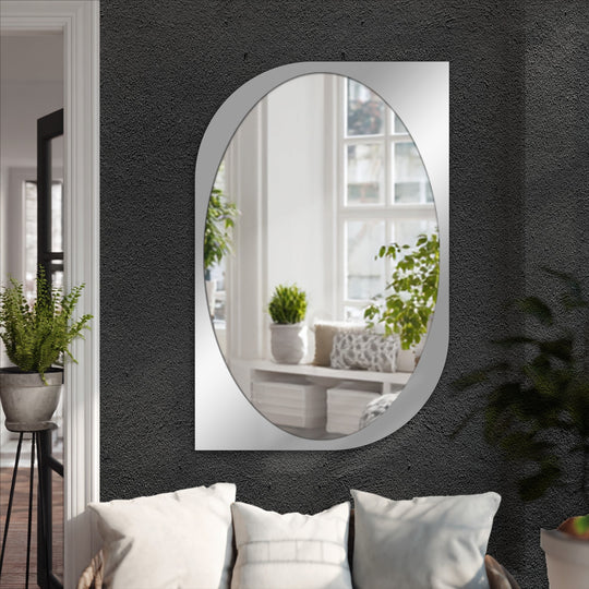 Minimalist curved rectangle wall mirror
