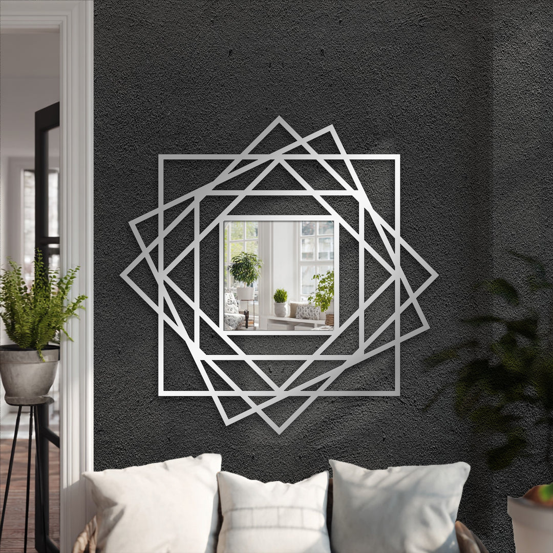 Negative space enhances the layered geometric frame square floor mirror's abstract lines, creating a stunning decoration wall art with its intriguing design.