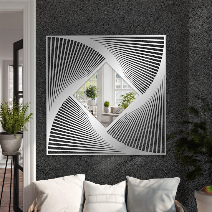Showcasing the geometric elements, this modern floor mirror features a diamond center and radial line art frame in a contemporary decoration wall art design.