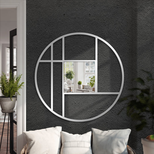 round metal frame floor mirror