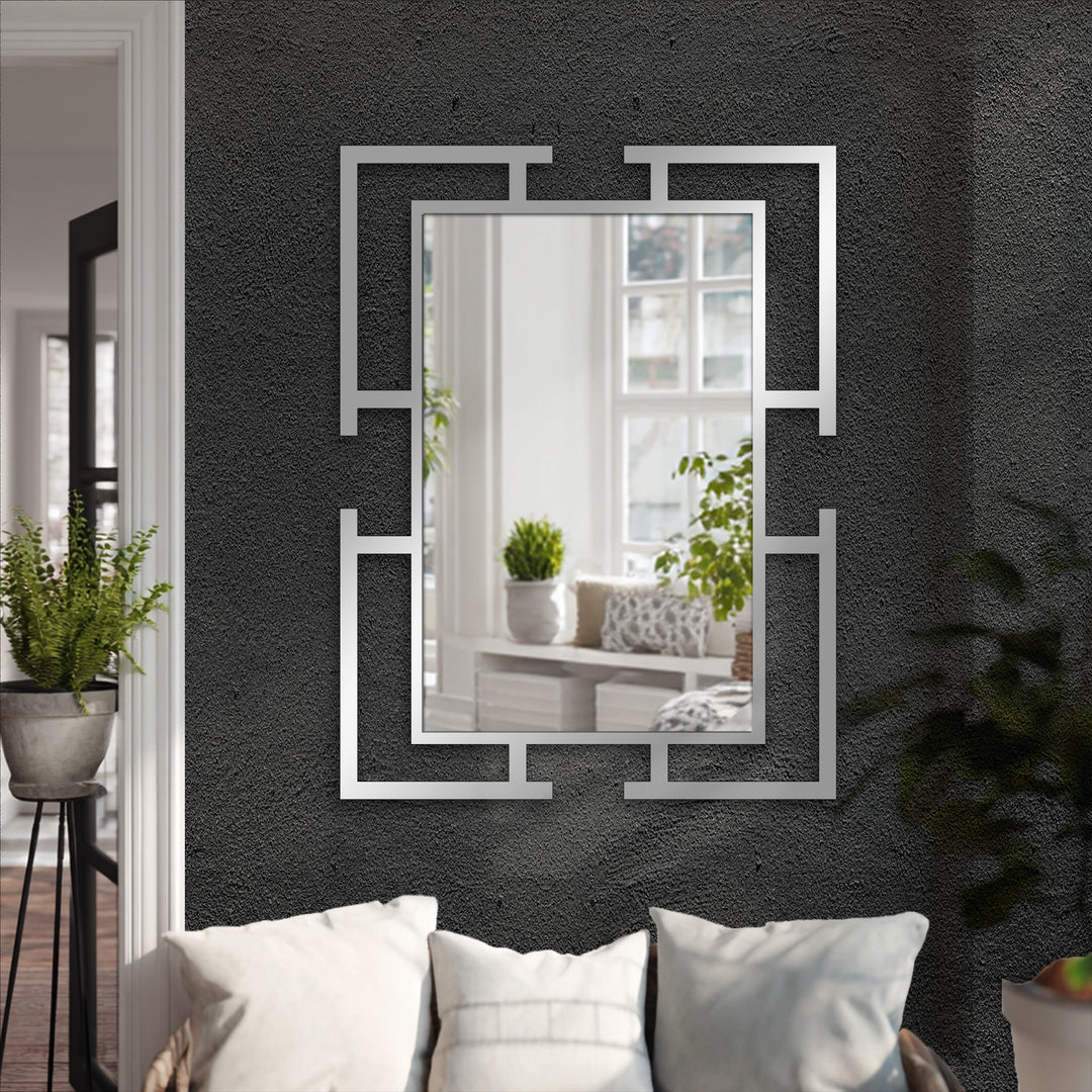 modern open frame rectangular mirror
