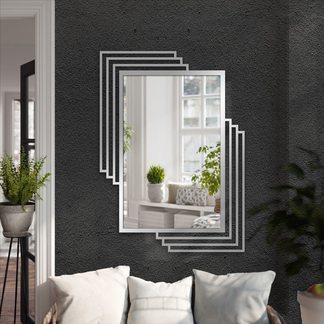 offset frame metal floor mirror