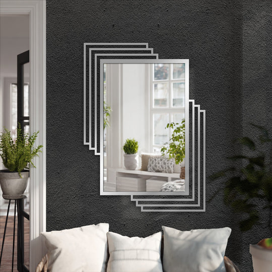 offset frame metal floor mirror