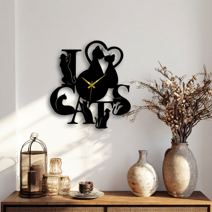 A pristine white wall, softly illuminated by warm sunlight and subtle shadows, provides a clean backdrop for the metal art for wall clock.