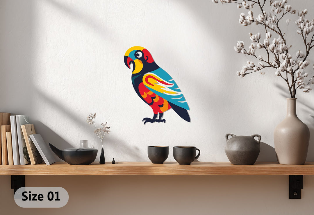 Vibrant Parrot Metal Wall Art – Colorful Tropical Bird Home Decor