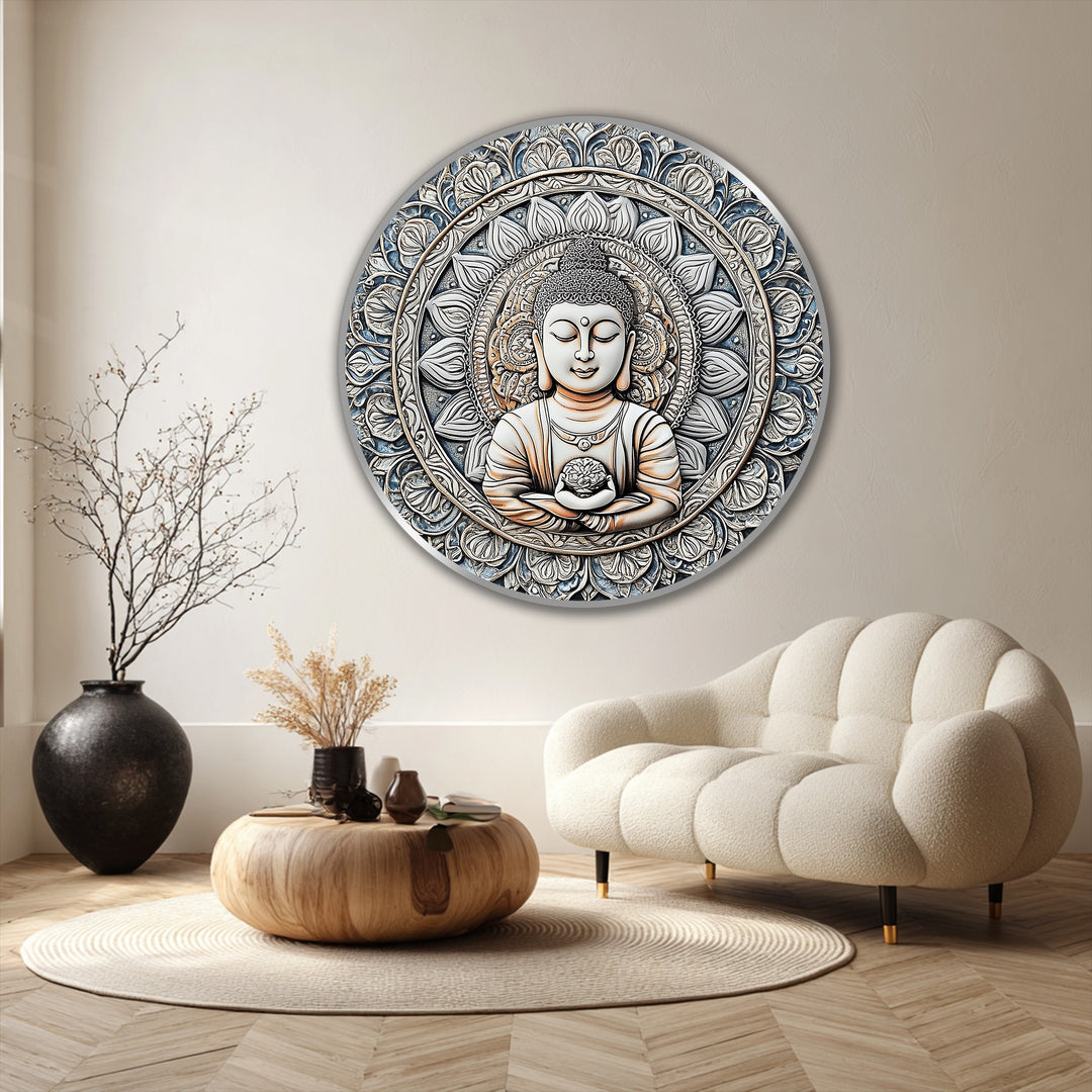 Armonía Sagrada – Mandala Buda Redonda Cuadro al óleo
