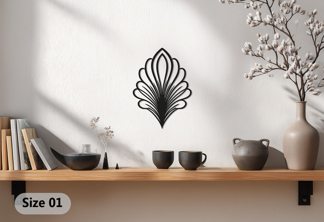 Abstract Leaf Metal Wall Art – Black Botanical Wall Sculpture