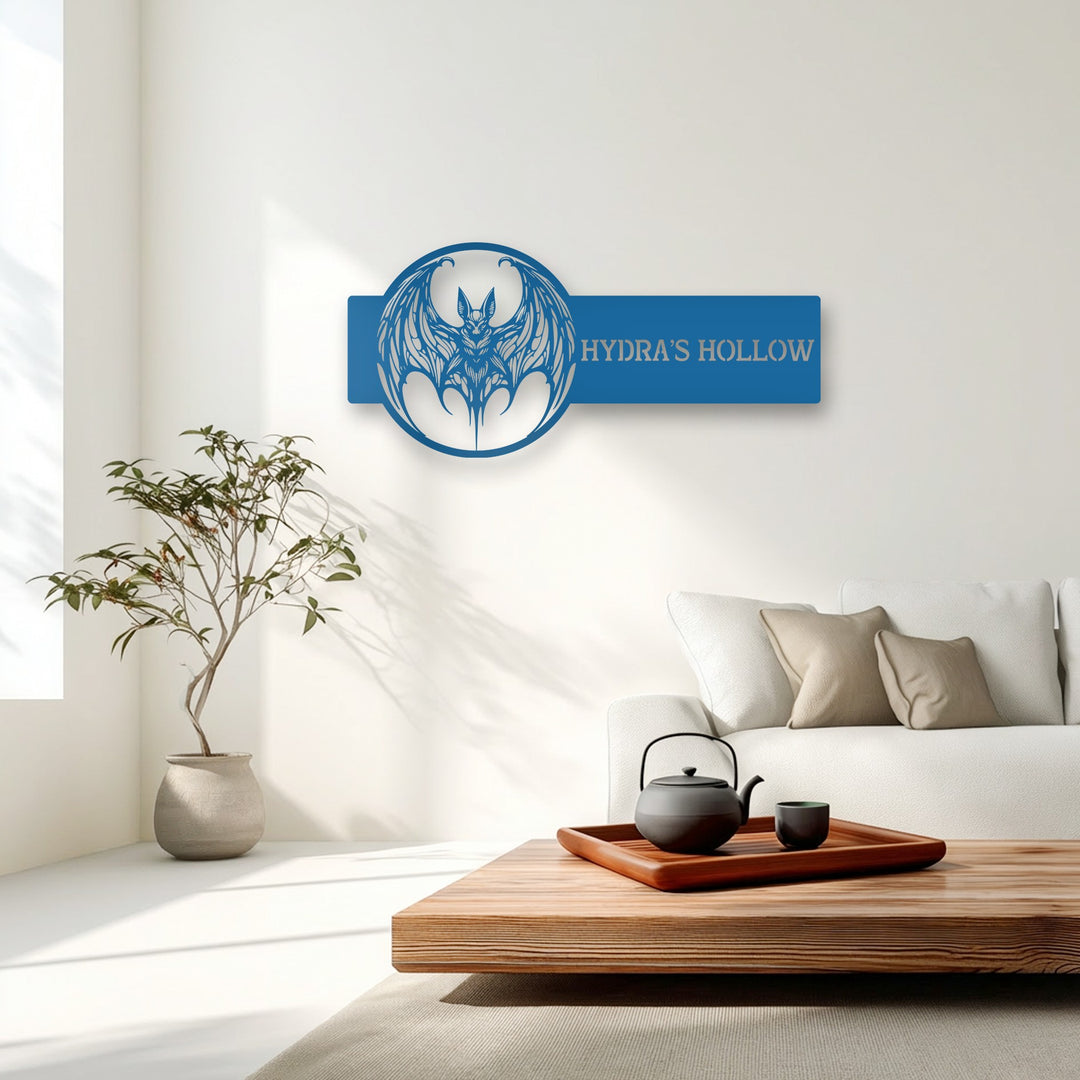 Personalized Bat Metal Wall Art – Custom Gothic Name Sign