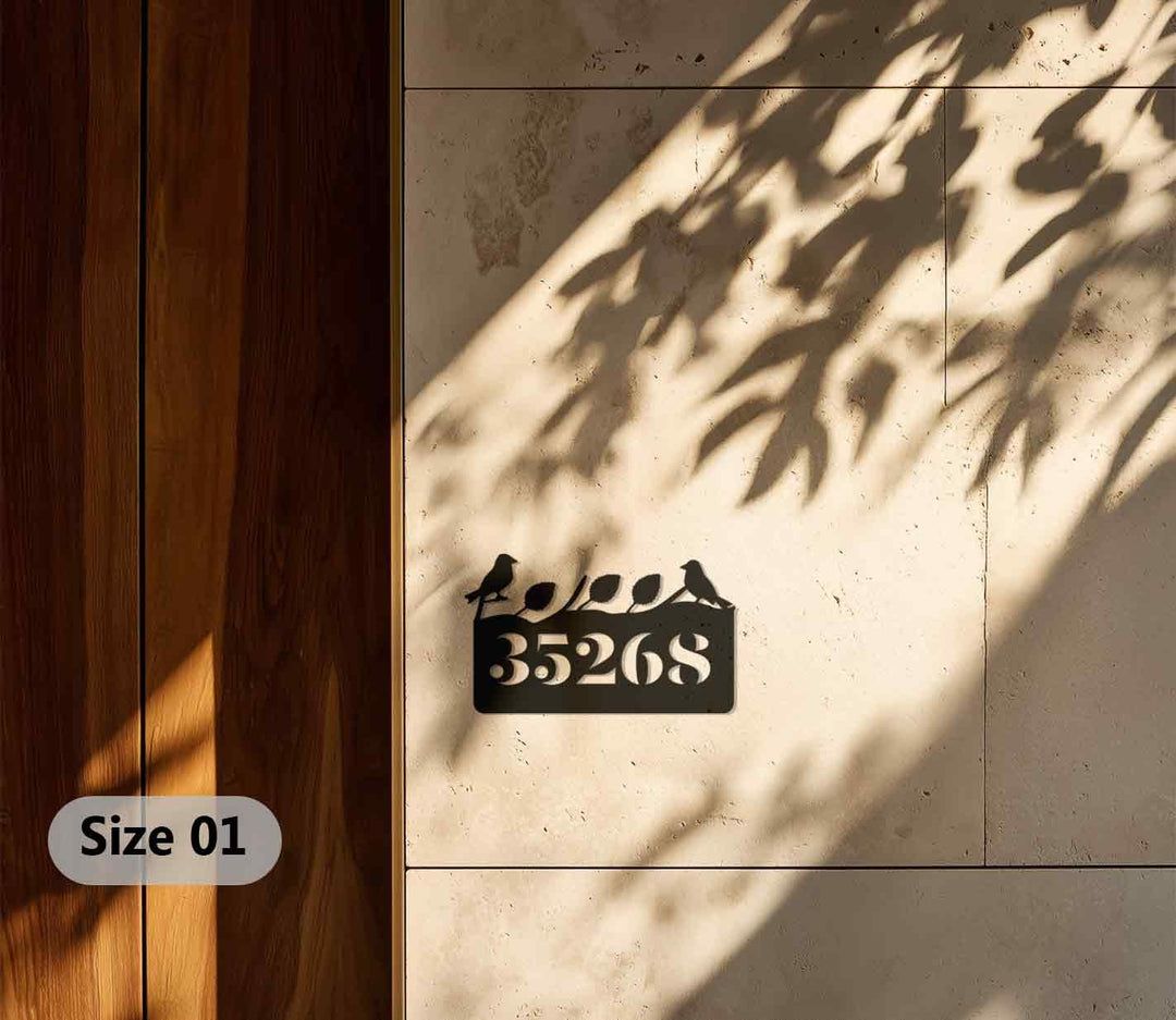 Rustic nature metal address number sign