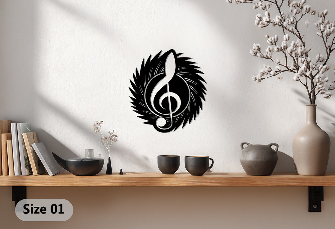 Treble Clef Wing Metal Wall Art – Music Inspired Decor