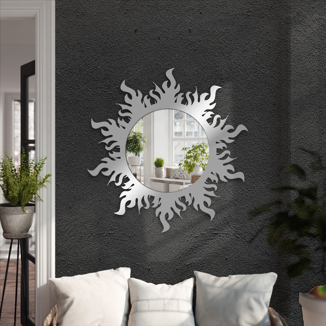 Round decorative mirror with sculptural edges