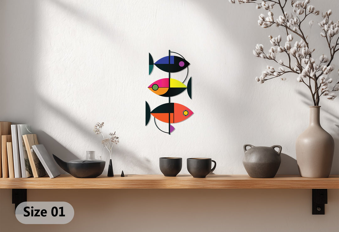 Geometric Fish Metal Wall Art – Modern Abstract Ocean-Inspired Decor