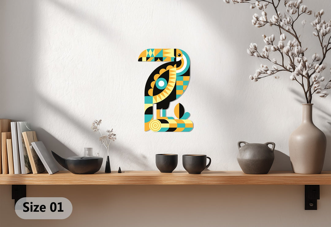 Geometric Toucan Metal Wall Art – Modern Tropical Decor