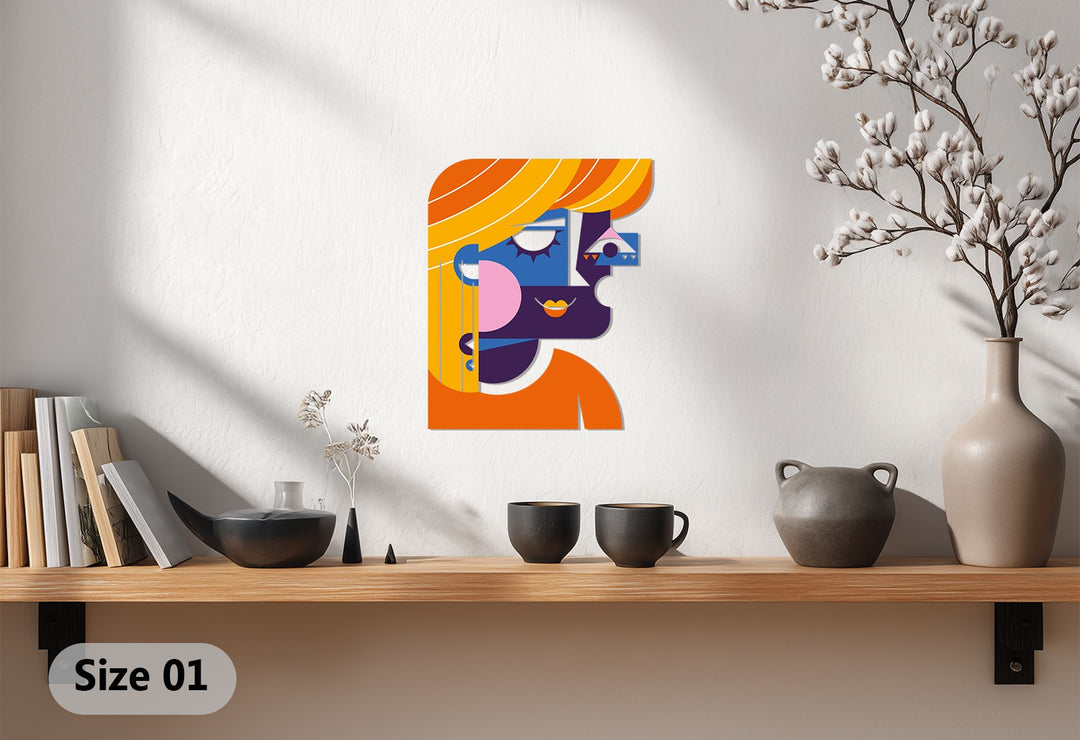 Cubist Woman Metal Wall Art – Modern Abstract Face Decor